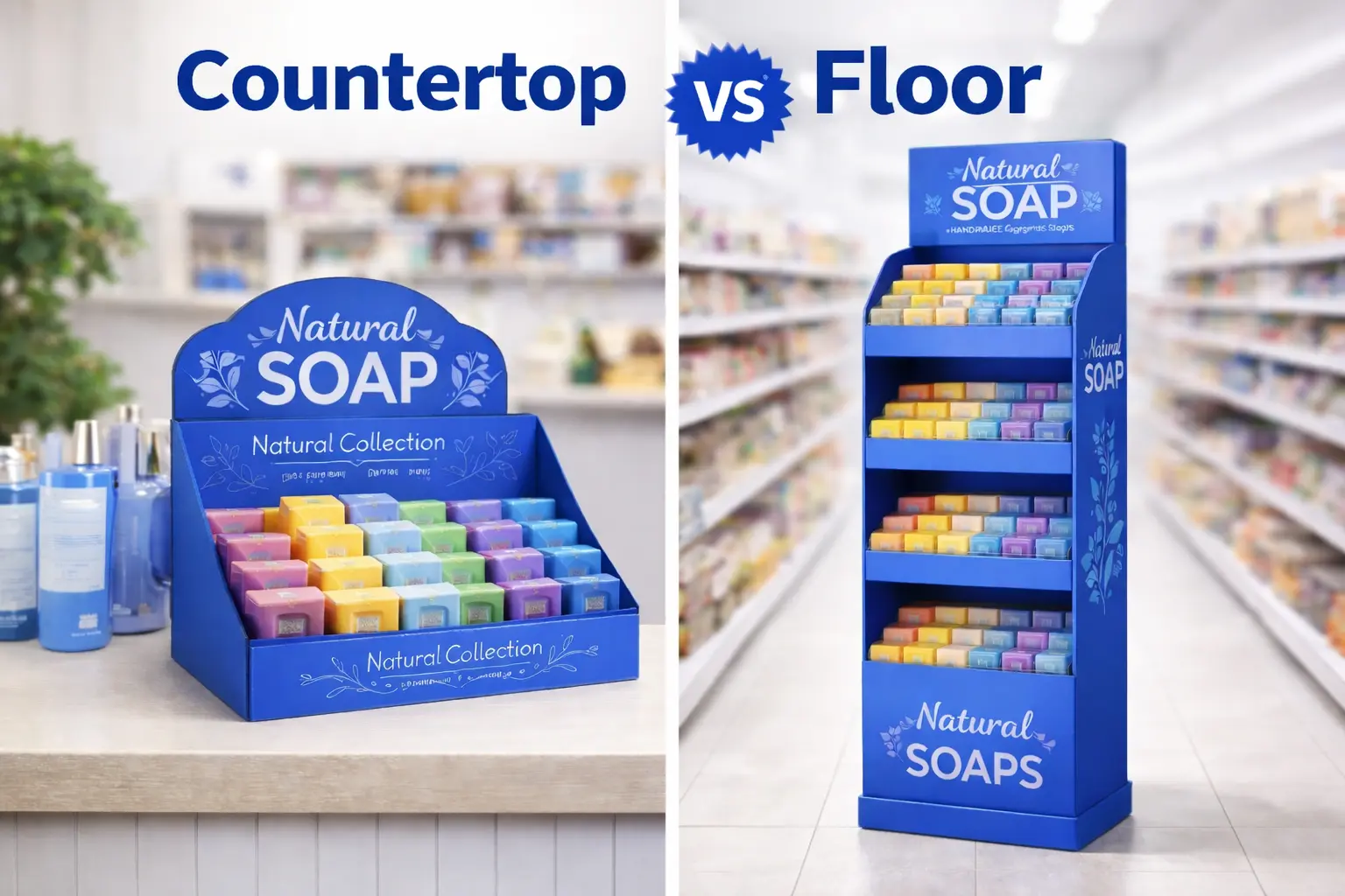 countertop vs floor soap display boxes